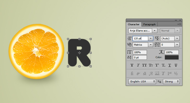 orange text effect step 10a