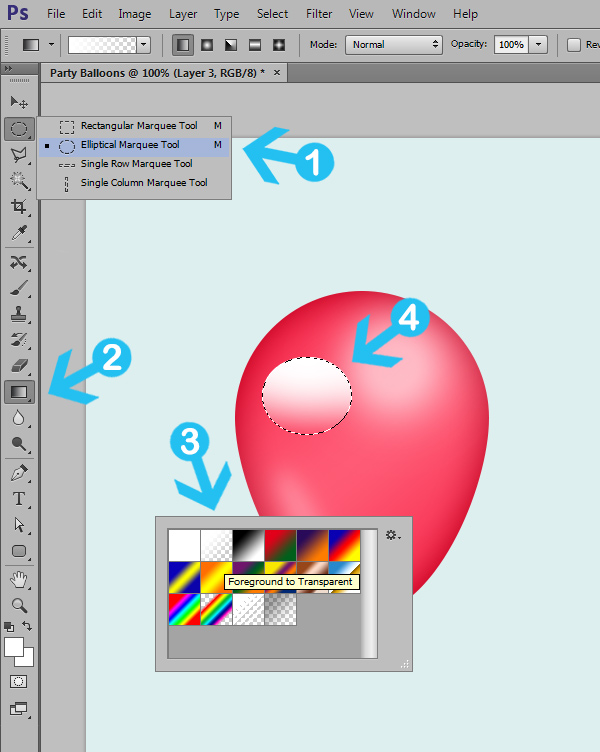 create party balloons in photoshop step 5