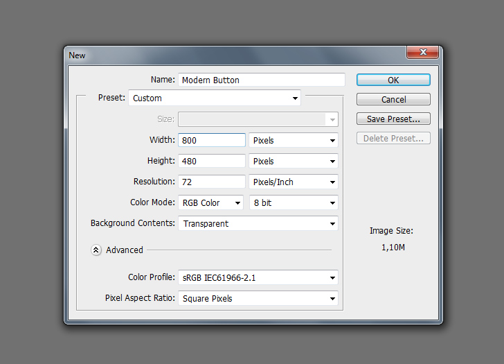 create modern web buttons in photoshop step 1