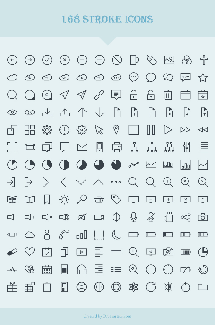 Free Download: 168 Vector Stroke Icons
