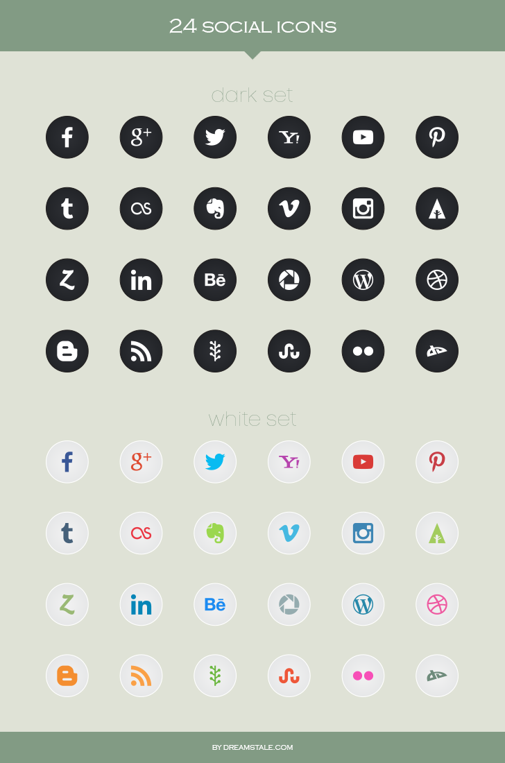 Free Download: 24 Vector Social Icons