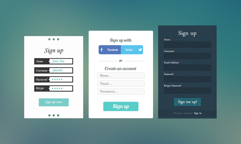 Free Download: 3 Sign-Up PSD Templates