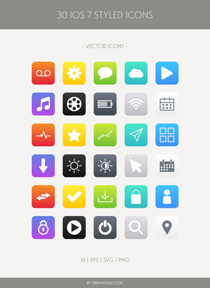 Free Download: 30 iOS Styled Vector Icons