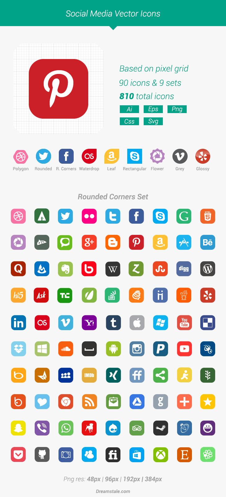 Free Download: 90 Vector Social Media Icons - Dreamstale