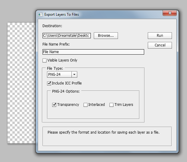 Export layers to seperate files in photoshop 3
