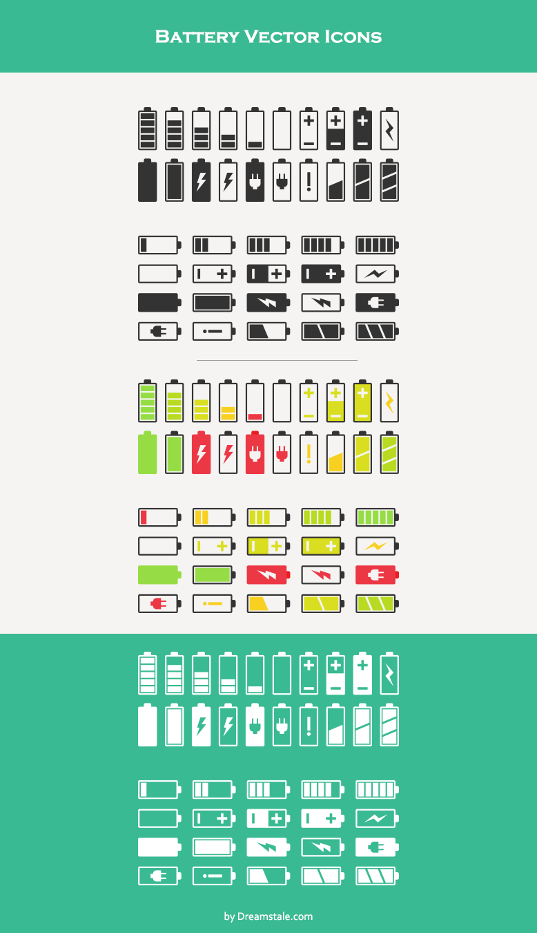 Free Download: 40 Battery Vector Icons