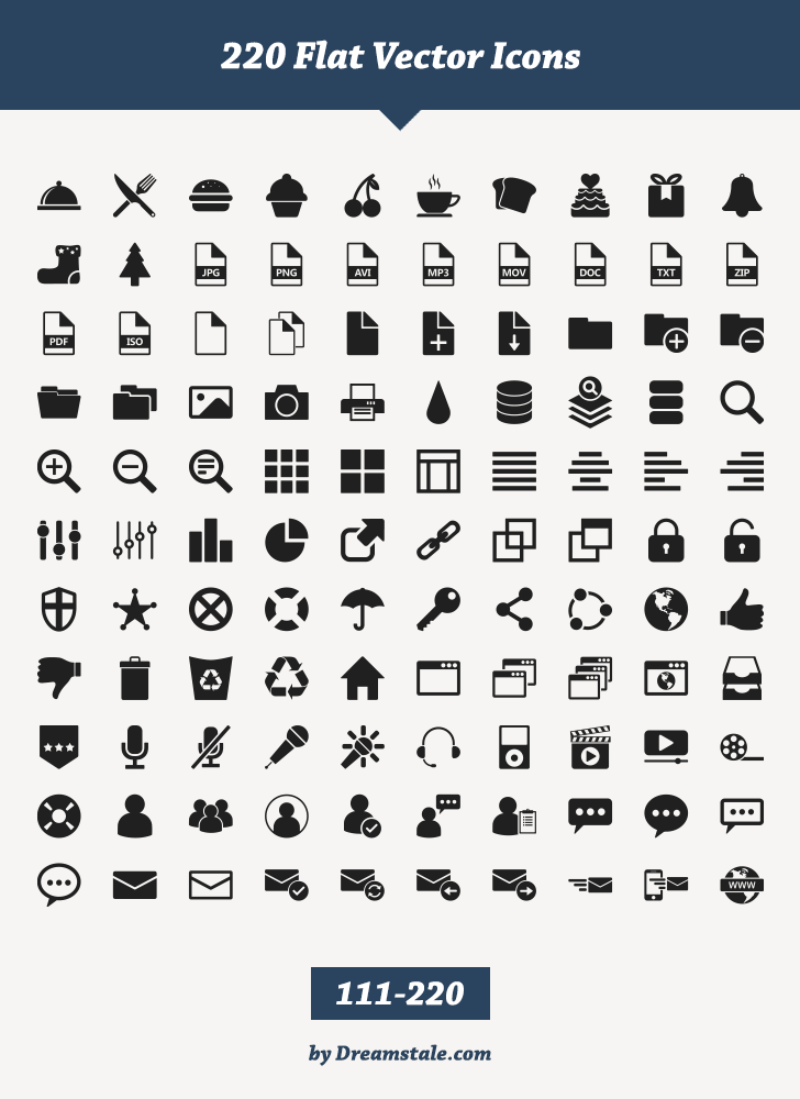 Free Download: 220 Flat Vector Icons