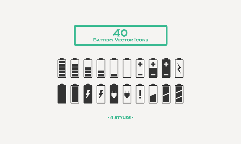 Free Download: 40 Battery Vector Icons