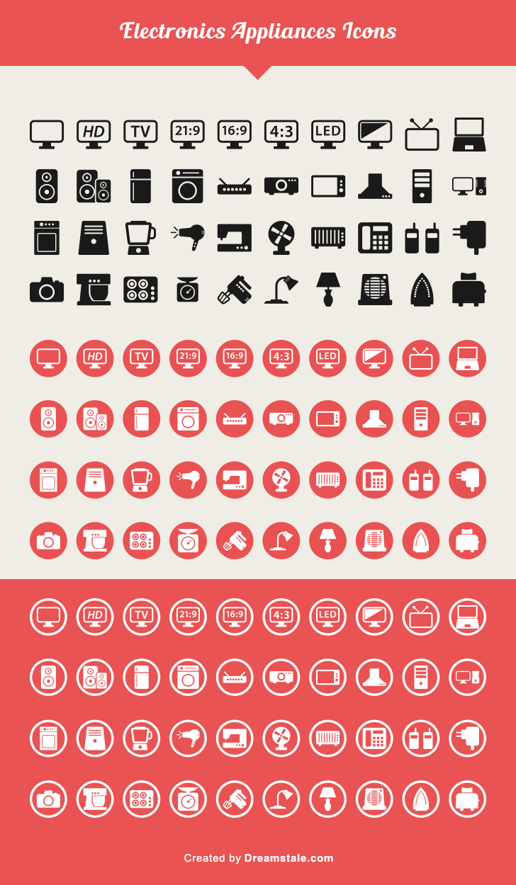 Free Download: 40 Electronic Appliances Icons