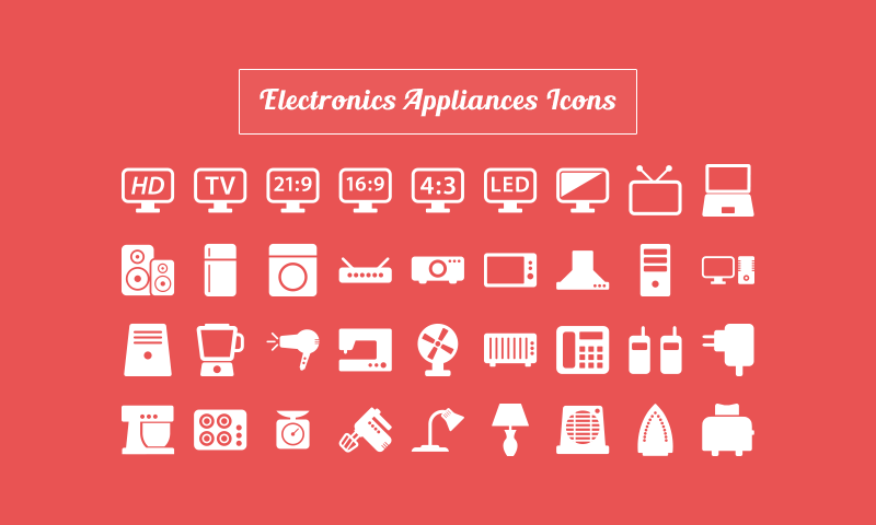 Free Download: 40 Electronic Appliances Icons