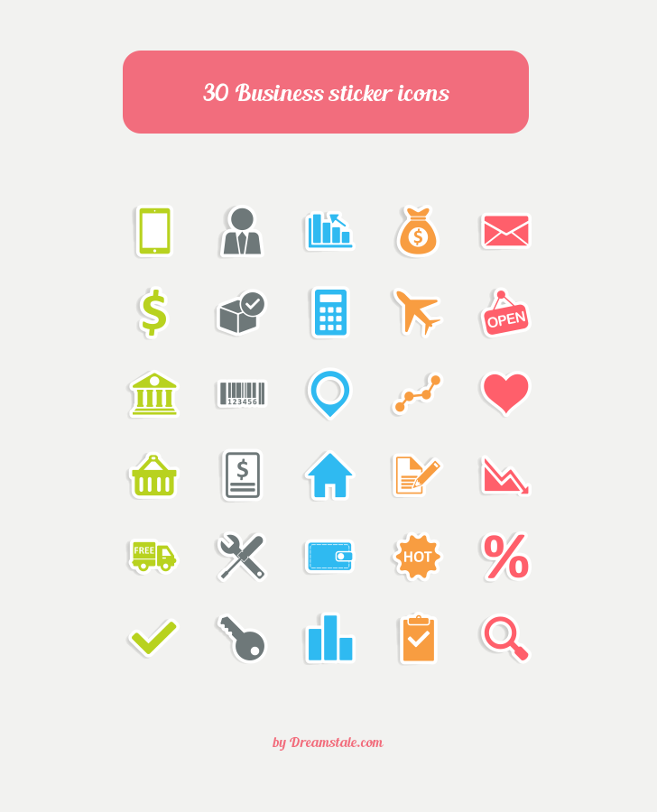 Freebie: 30 Business Sticker Vector Icons