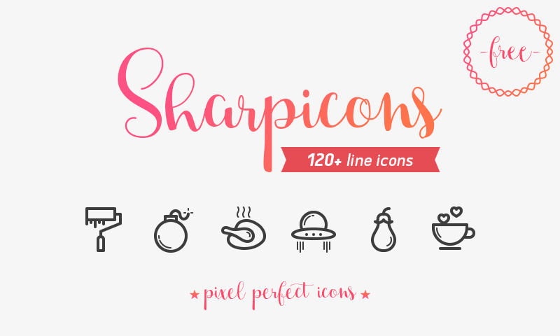 Freebie: Sharpicons 120 Line Icons