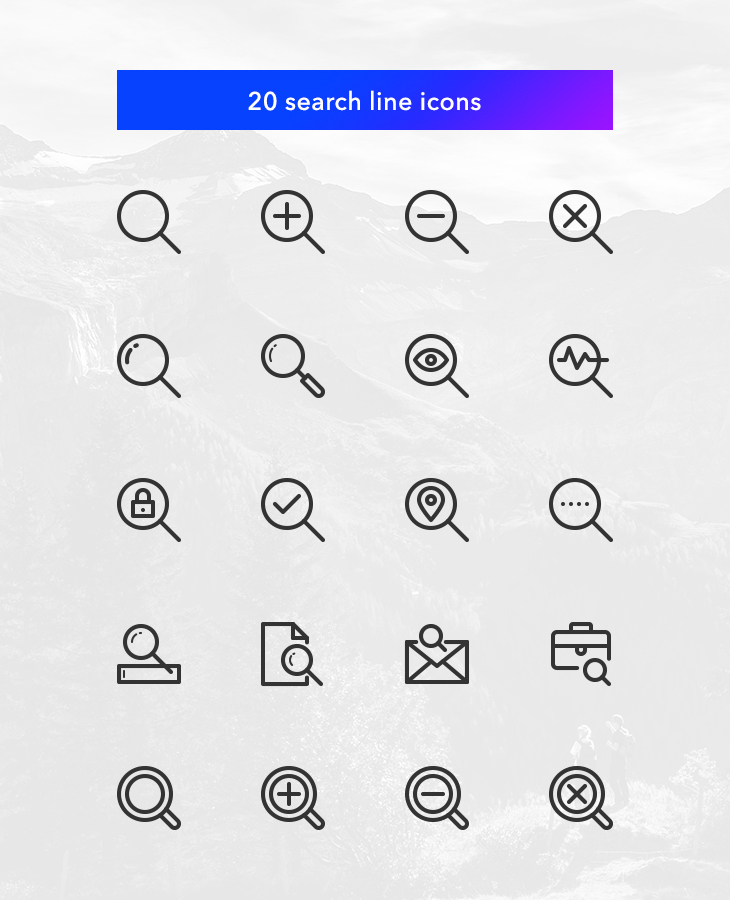 Freebie: Search Vector Line Icons Set