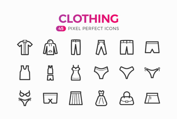 Sharp Accessories & Clothes Line Vector Icons