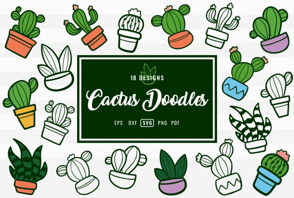 Cactus Doodles Clipart Bundle 1 Clipart Vector Graphics