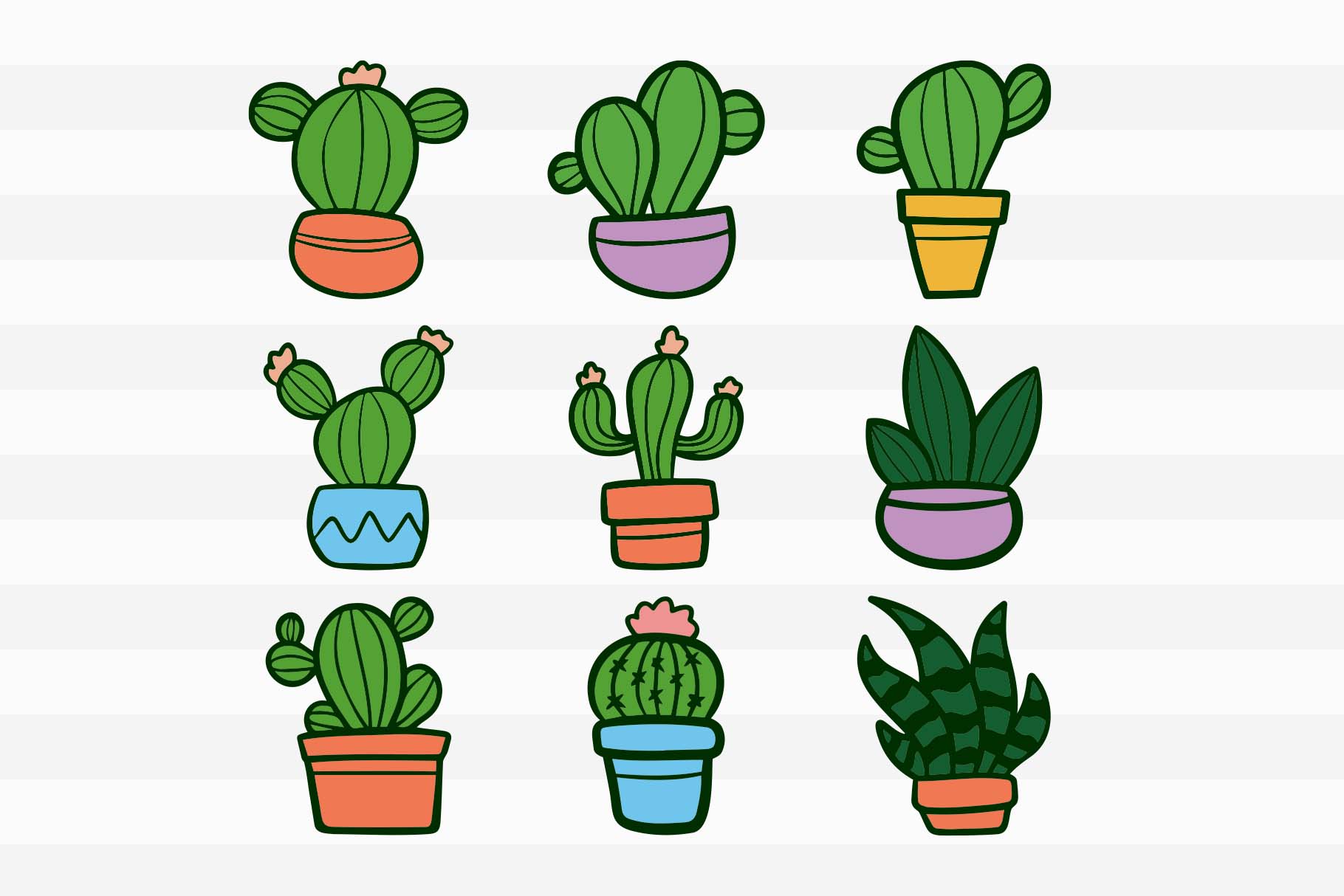 Cactus Plant Doodles SVG Clipart Bundle 2 svg+xml;charset=utf Cactus Plant Doodles SVG Clipart Bundle