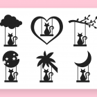 Cat Swing Animal SVG Clipart Silhouettes