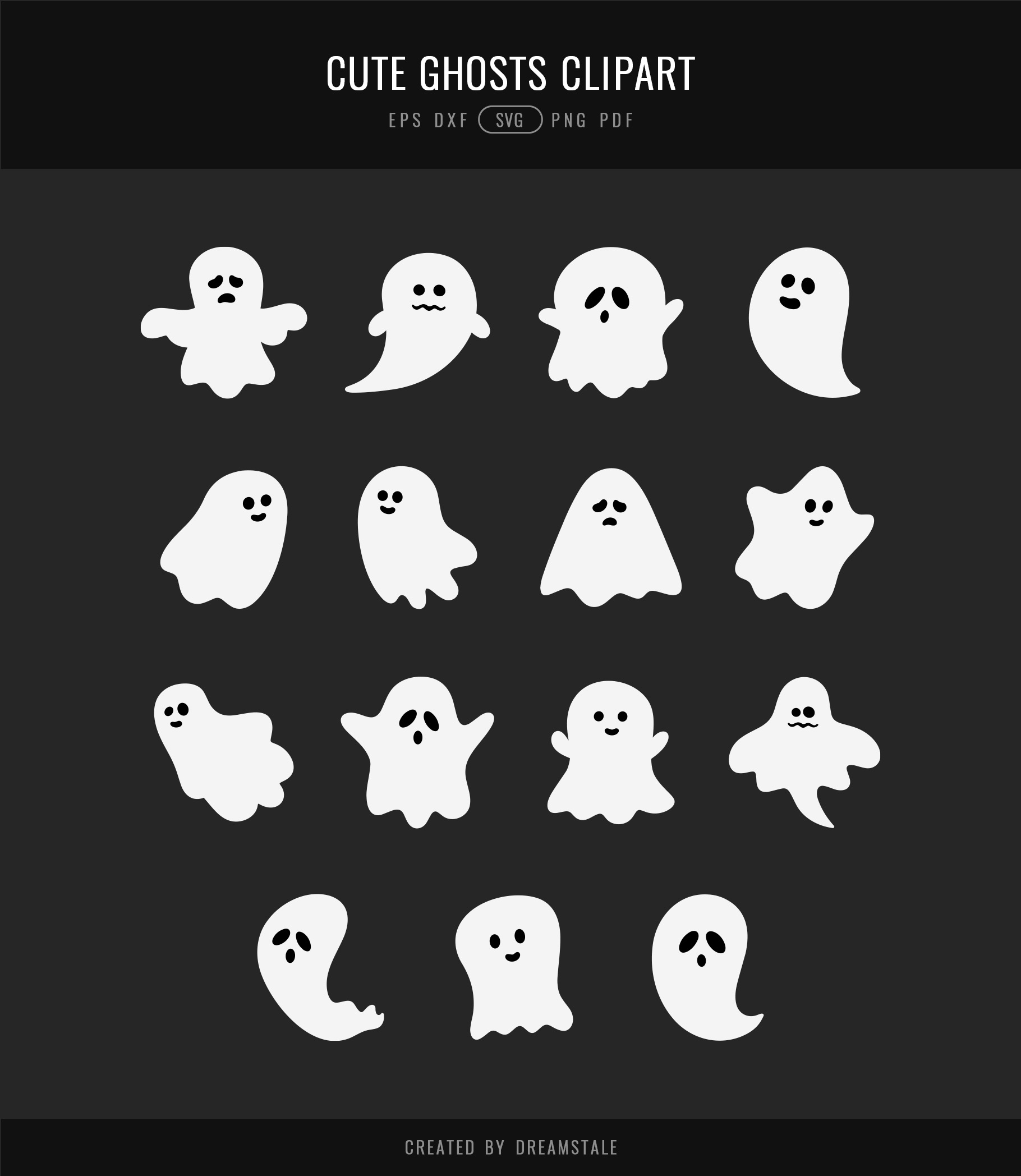 Cute Ghosts Halloween Clipart 4 svg+xml;charset=utf Cute Ghosts Halloween Clipart