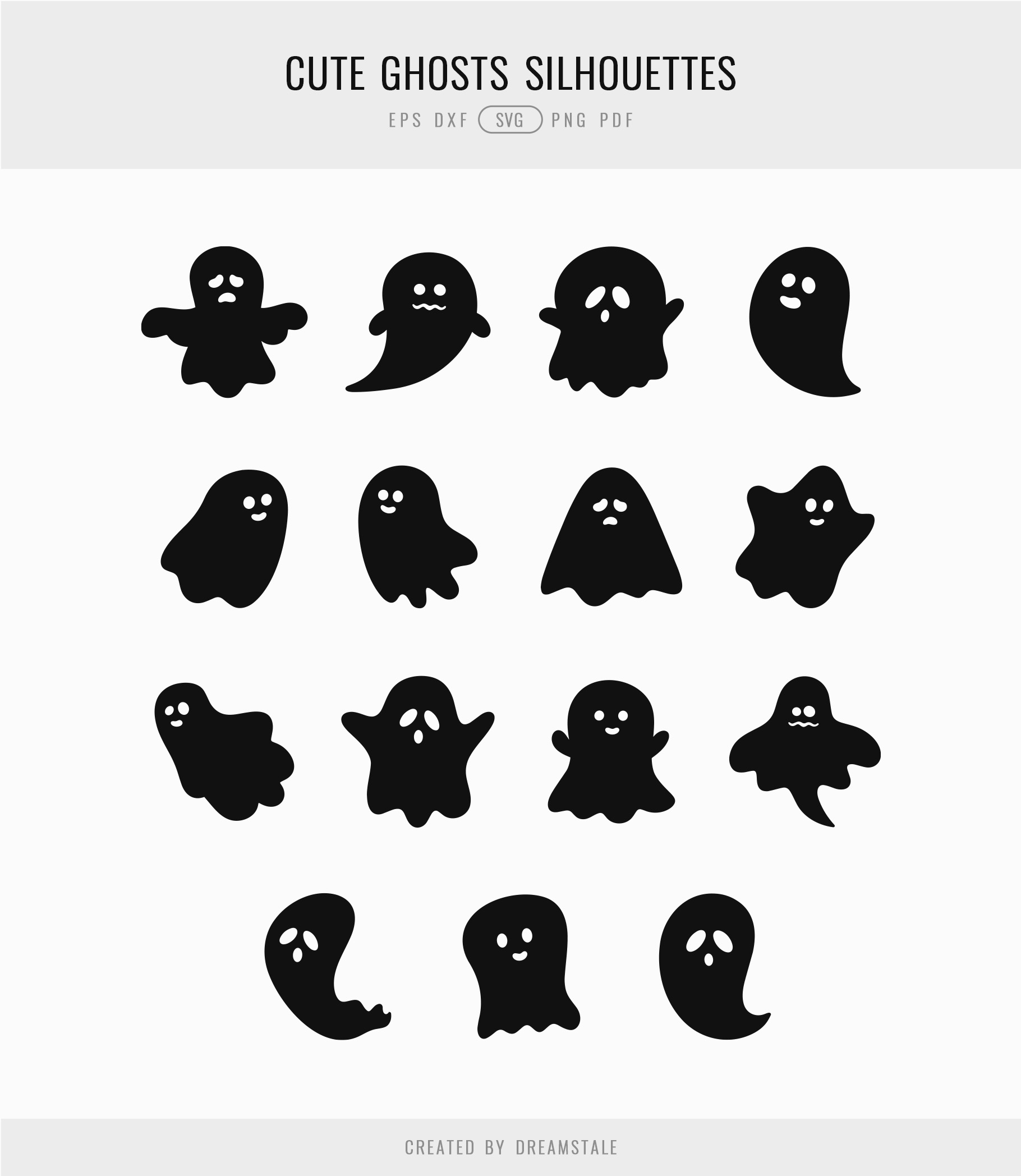 Cute & Scary Ghosts Halloween Silhouettes 4 svg+xml;charset=utf Cute & Scary Ghosts Halloween Silhouettes