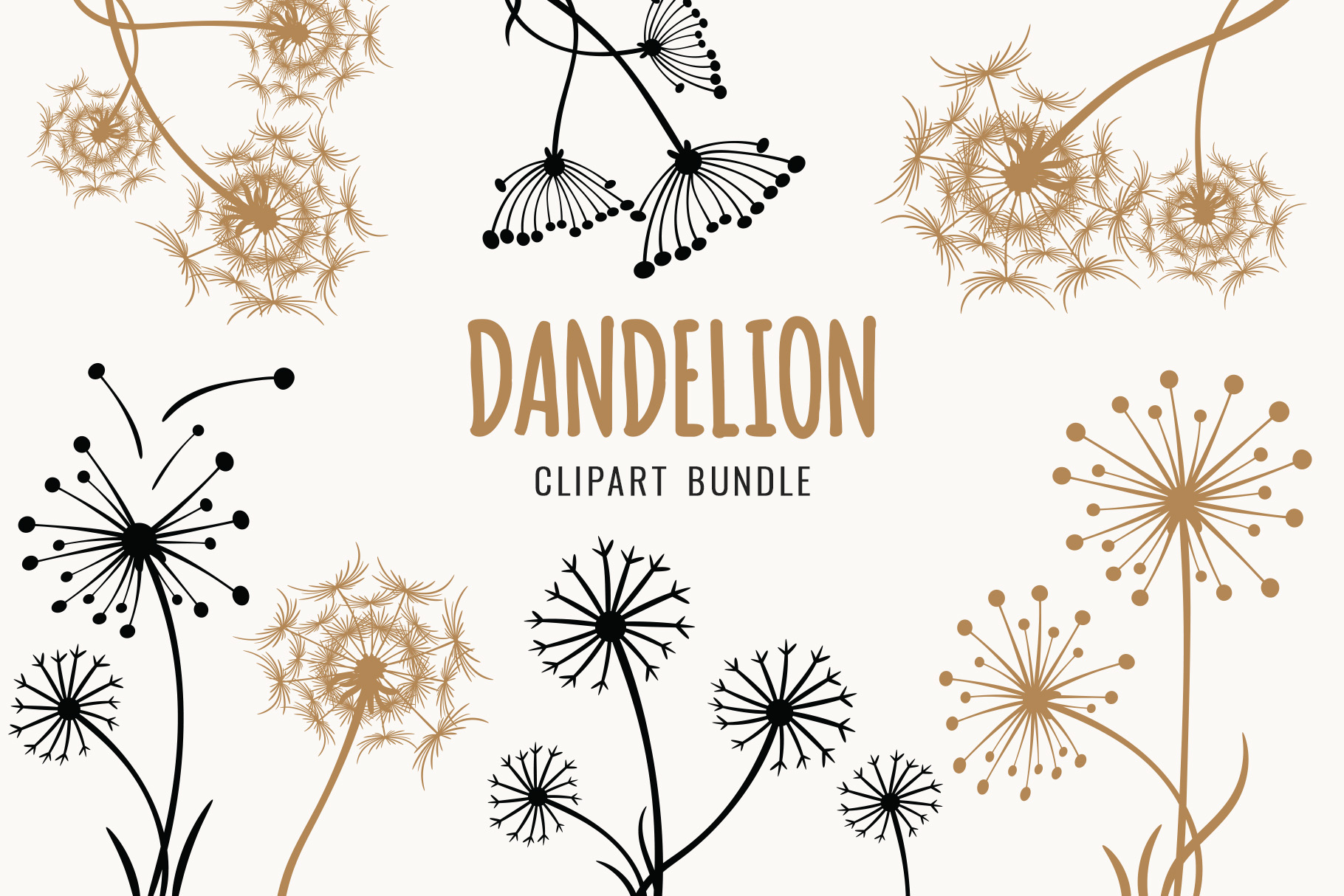 Dandelion Flowers SVG Clipart Bundle 1 svg+xml;charset=utf Dandelion Flowers SVG Clipart Bundle