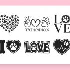 Dog Love Paw Print Silhouettes
