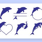 Dolphin Clipart Silhouettes 1 Split Vector Monogram Clipart SVG Bundle Vol. 1