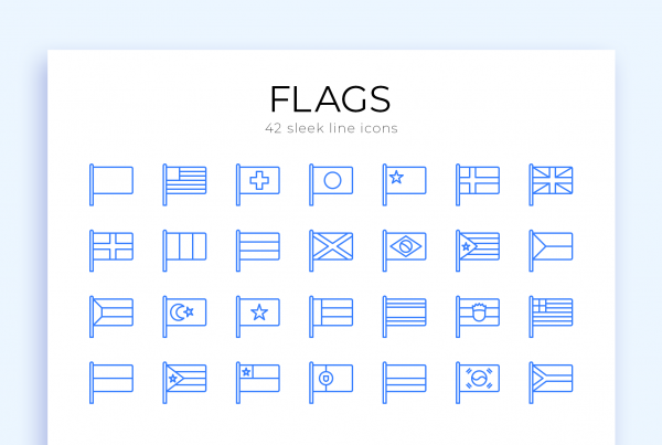 World Flags Vector Line Icons