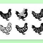 Floral Chickens SVG Clipart Bundle