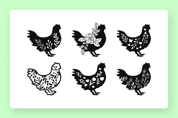 Floral Chickens SVG Clipart Bundle Floral Chickens SVG Clipart Bundle