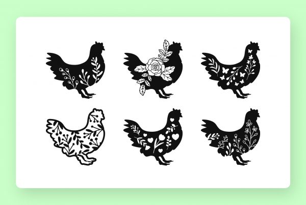 Floral Chickens SVG Clipart Bundle