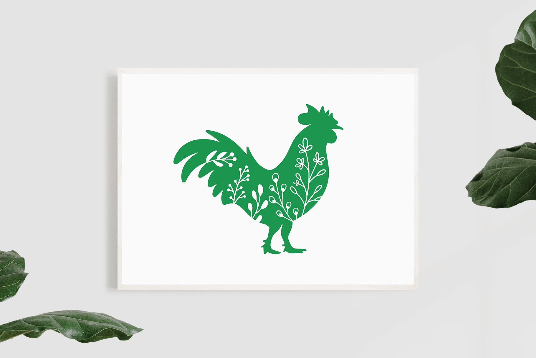 Floral Roosters SVG Clipart 3 svg+xml;charset=utf Floral Roosters SVG Clipart