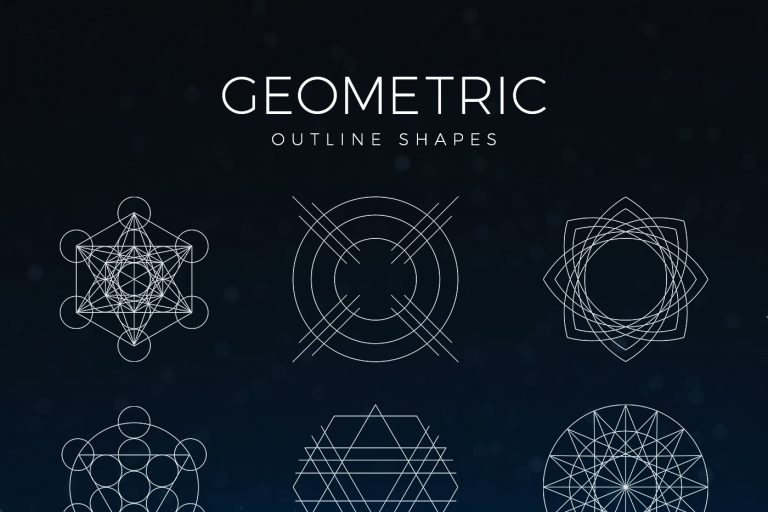 Geometric Outline Shapes Clipart Set - Dreamstale