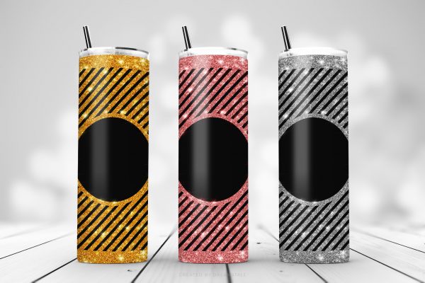 Gold Stripes Tumbler Wraps 1 Gold Stripes & Monogram Sublimation Tumbler Designs