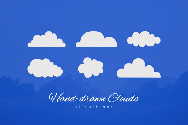 Hand Drawn Clouds Clipart Set