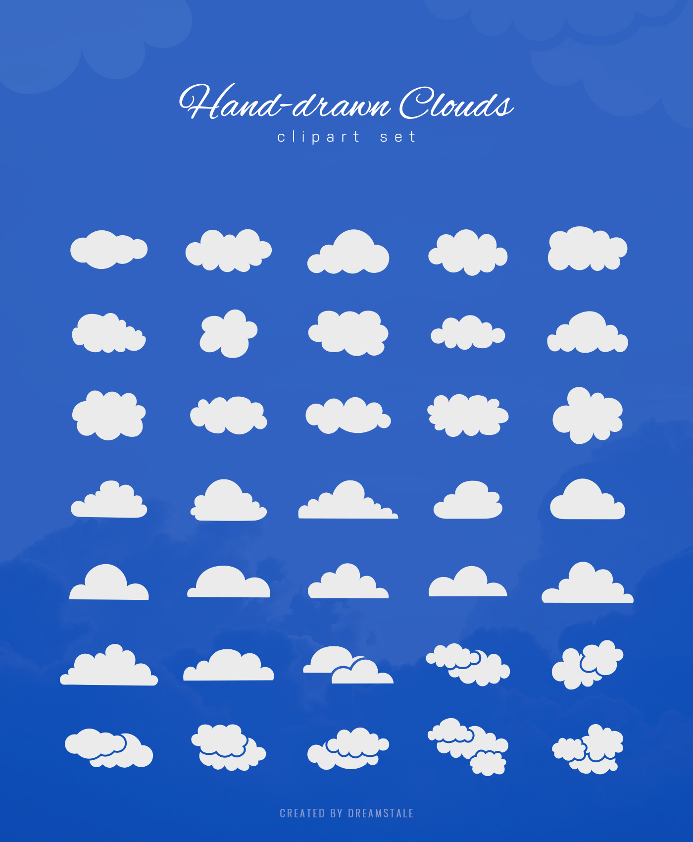 Hand Drawn Clouds Clipart Set 4 svg+xml;charset=utf Hand Drawn Clouds Clipart Set