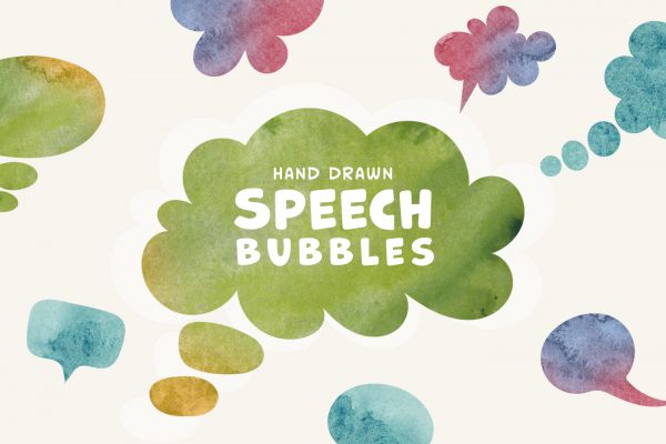 Hand Drawn Speech Bubbles Clipart Set