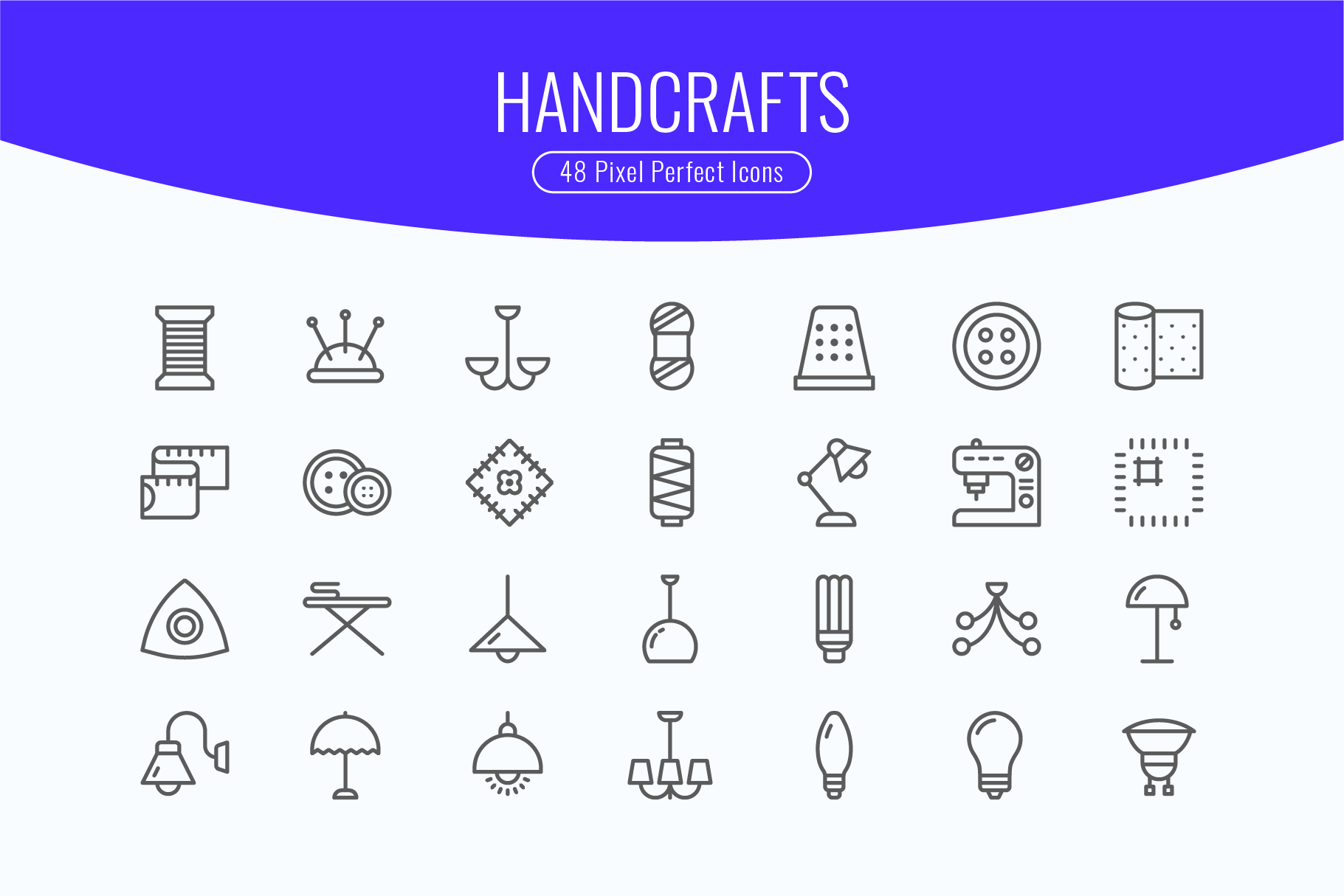 Handcrafts & Lights Line Icons 1 Handcrafts & Lights Line Icons