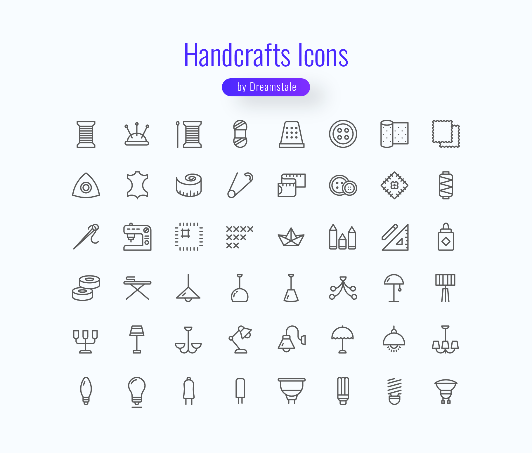 Handcrafts & Lights Line Icons 5 svg+xml;charset=utf Handcrafts & Lights Line Icons