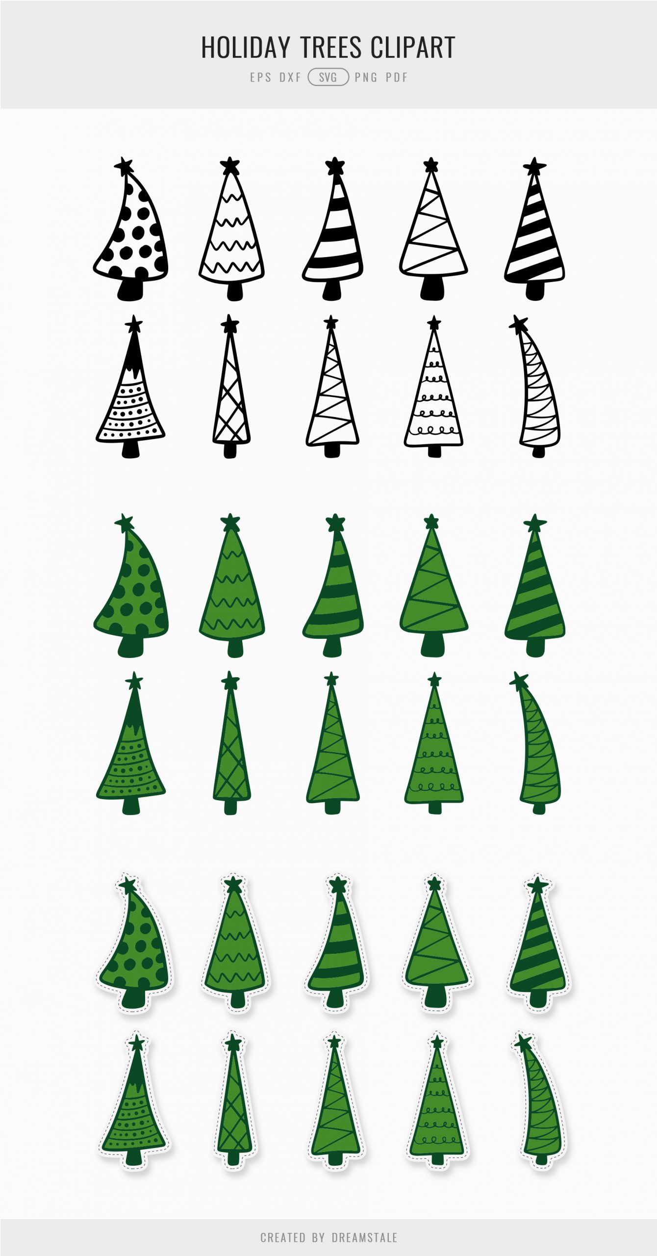 Holiday Trees SVG Clipart Bundle 4 svg+xml;charset=utf Holiday Trees SVG Clipart Bundle
