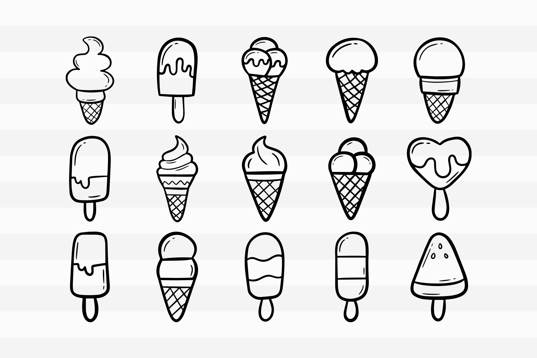 Ice Cream Doodles SVG Clipart Bundle 2 svg+xml;charset=utf Ice Cream Doodles SVG Clipart Bundle