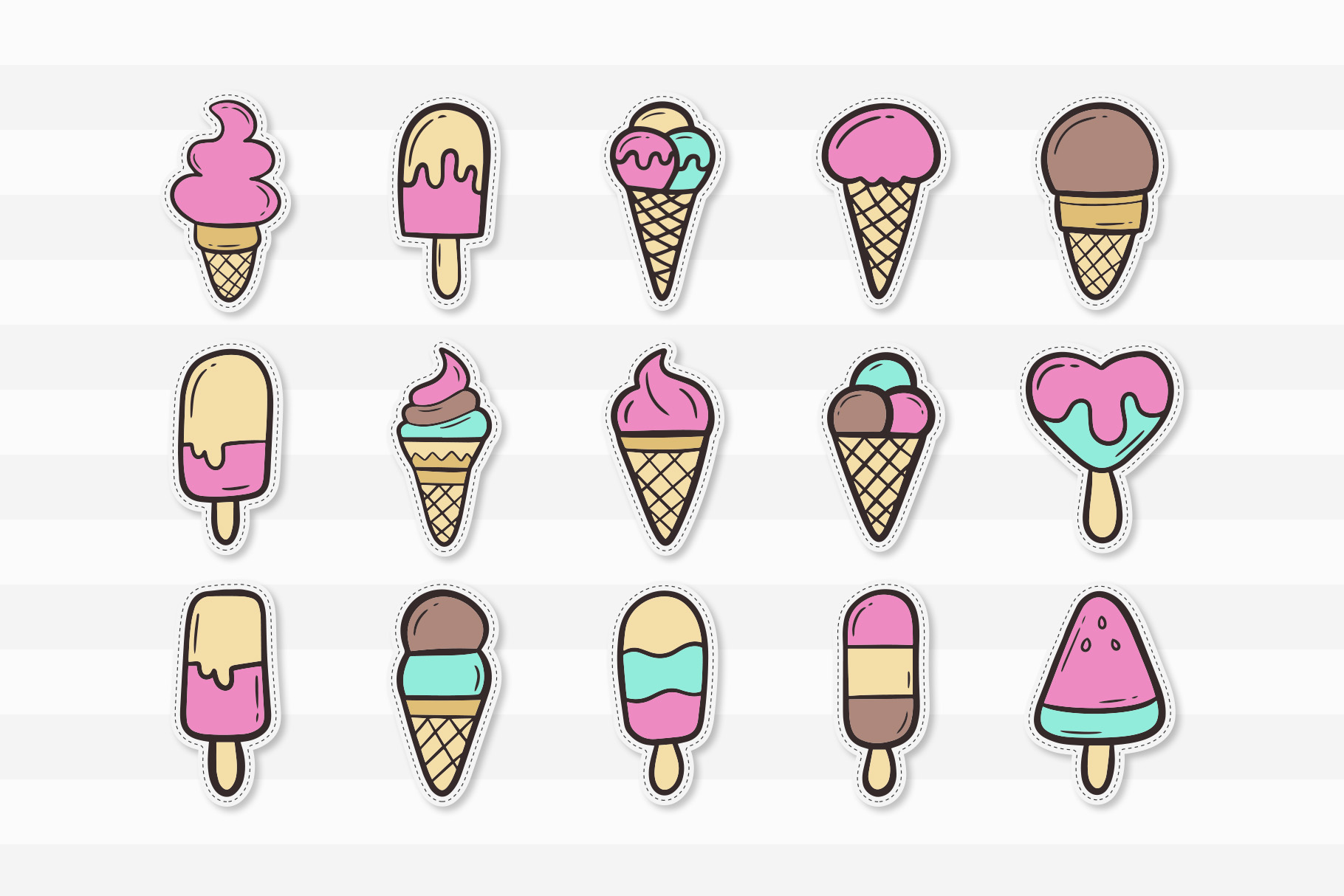 Ice Cream Doodles SVG Clipart Bundle 4 svg+xml;charset=utf Ice Cream Doodles SVG Clipart Bundle
