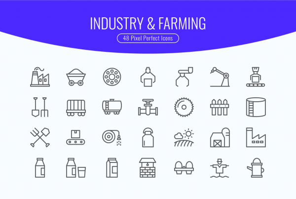 Industry & Agriculture Line Icons