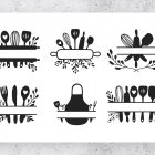 Kitchen Utensil Monograms Clipart