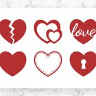 Love Hearts Clipart Silhouettes 1 Valentine's Day SVG Clipart Bundle