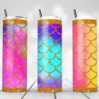 Glitter & Watercolor Mermaid Sublimation Tumbler Designs