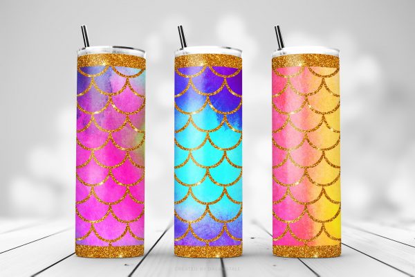 Glitter & Watercolor Mermaid Sublimation Tumbler Designs Glitter & Watercolor Mermaid Sublimation Tumbler Designs