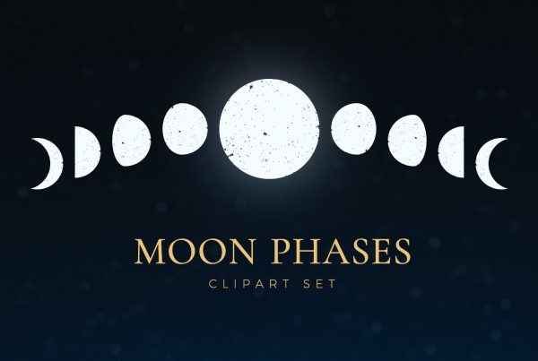 Moon Phases Vector Clipart Set