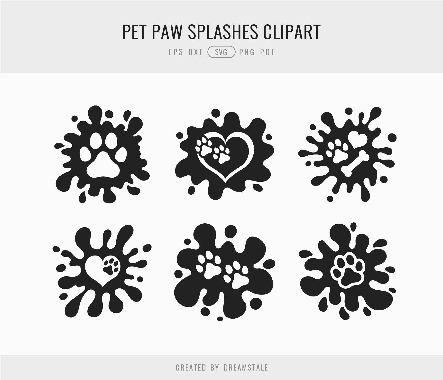 Pet Paw Splashes Clipart 4 svg+xml;charset=utf Pet Paw Splashes Clipart