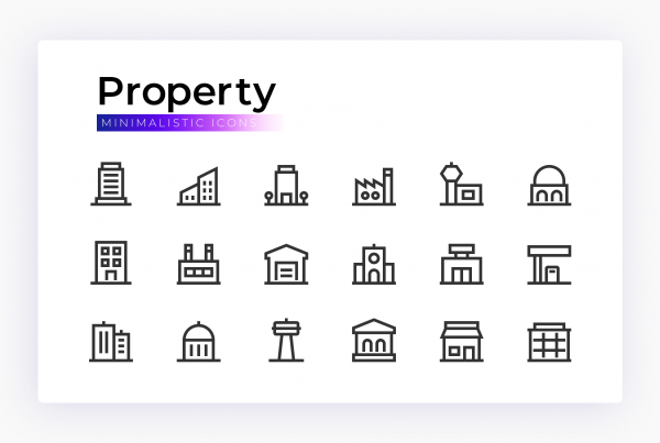 Property & Real Estate Minimalistic Vector Line Icons