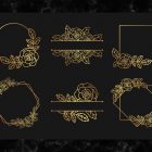 Rose Flower Gold Frames